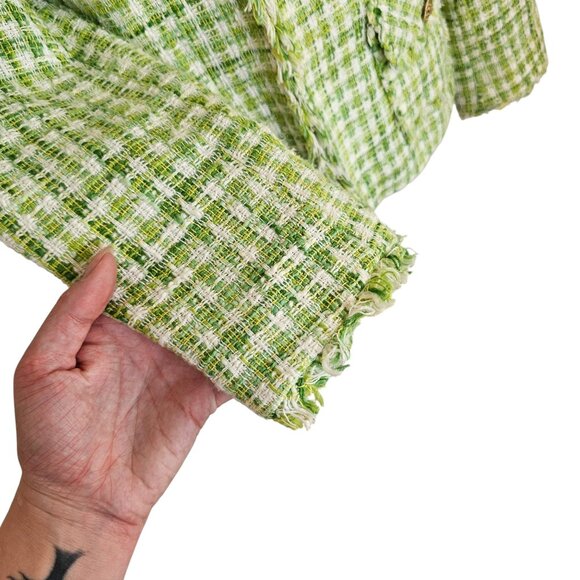 Zara Green Plaid Clueless Tweed Blazer Sz L - Picture 4 of 10